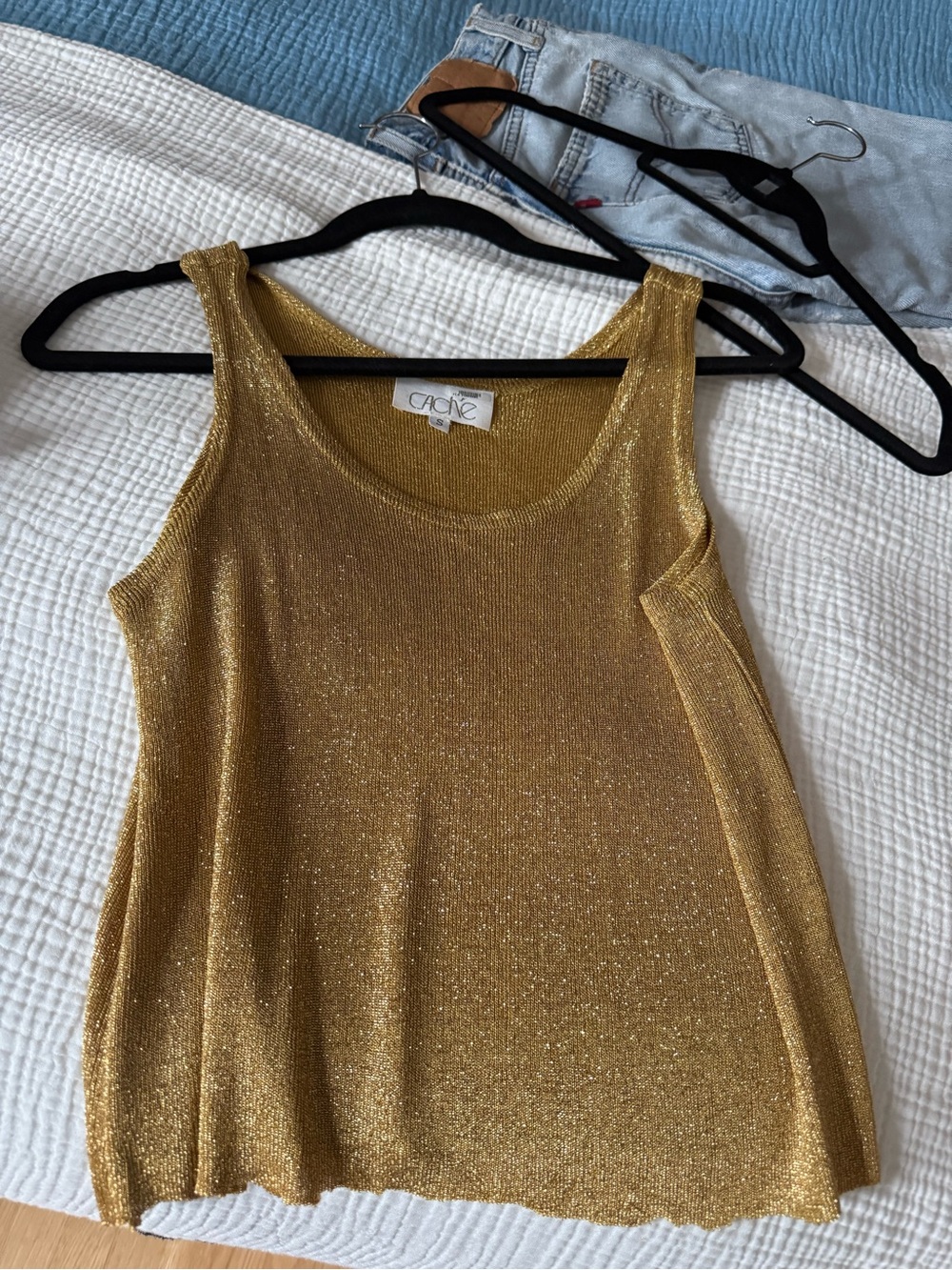 Cache Metallic Gold Scoop Neck Camisole